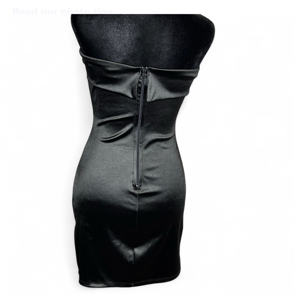 WINDSOR Black Satin Strapless Mini Dress S, With Elegant Design. Good Condition - Picture 4 of 8